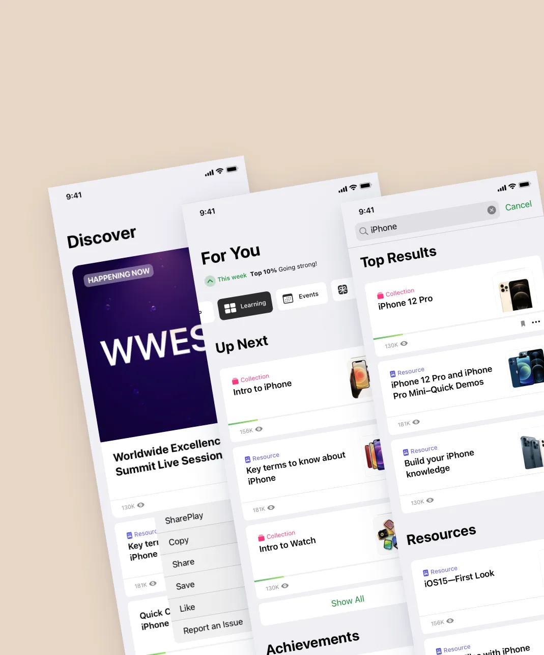 Discover, For You and search: launch content, a personalized queue and instant answers, built to be used between customers