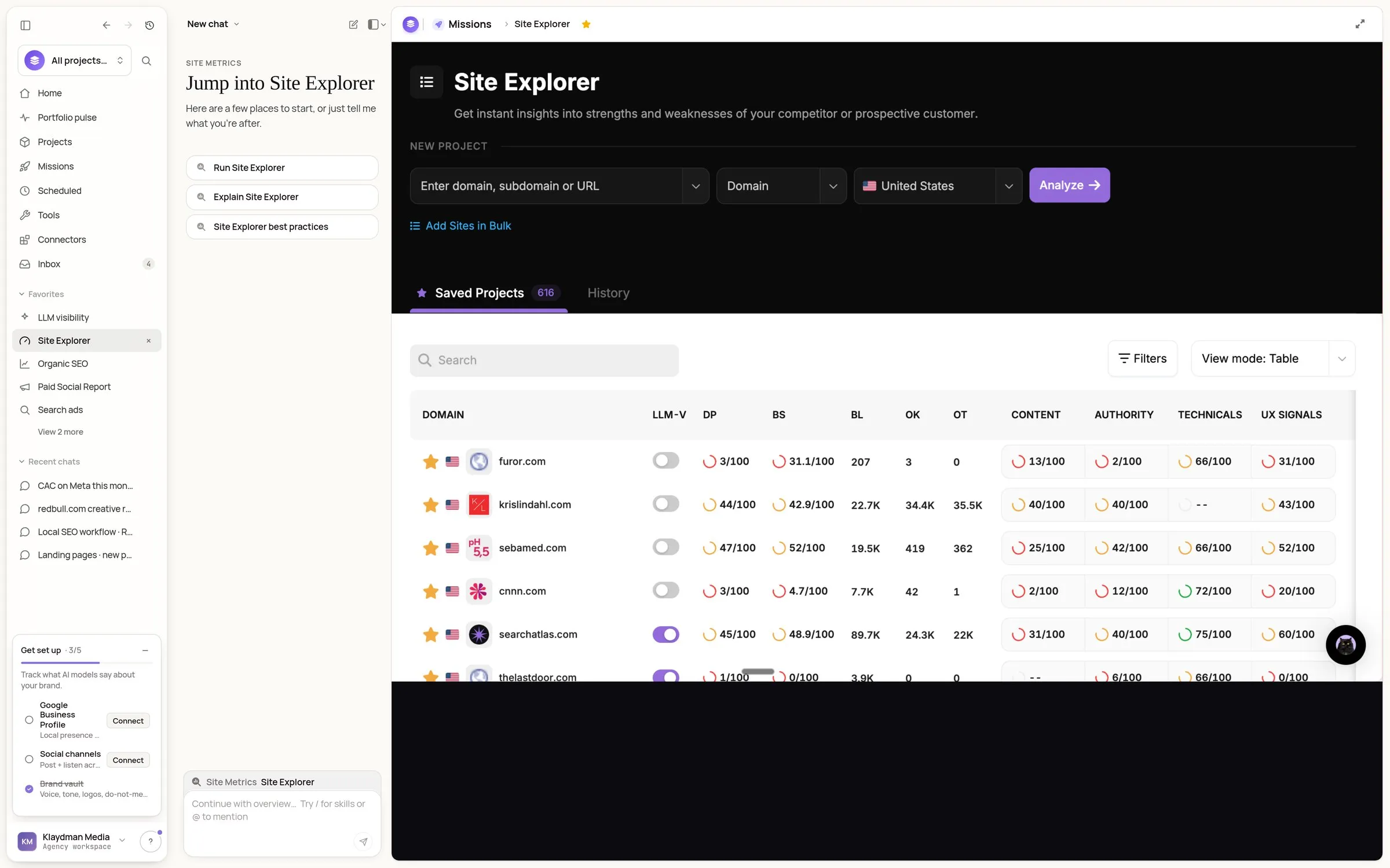 Site Explorer: dense SEO data organized rather than hidden