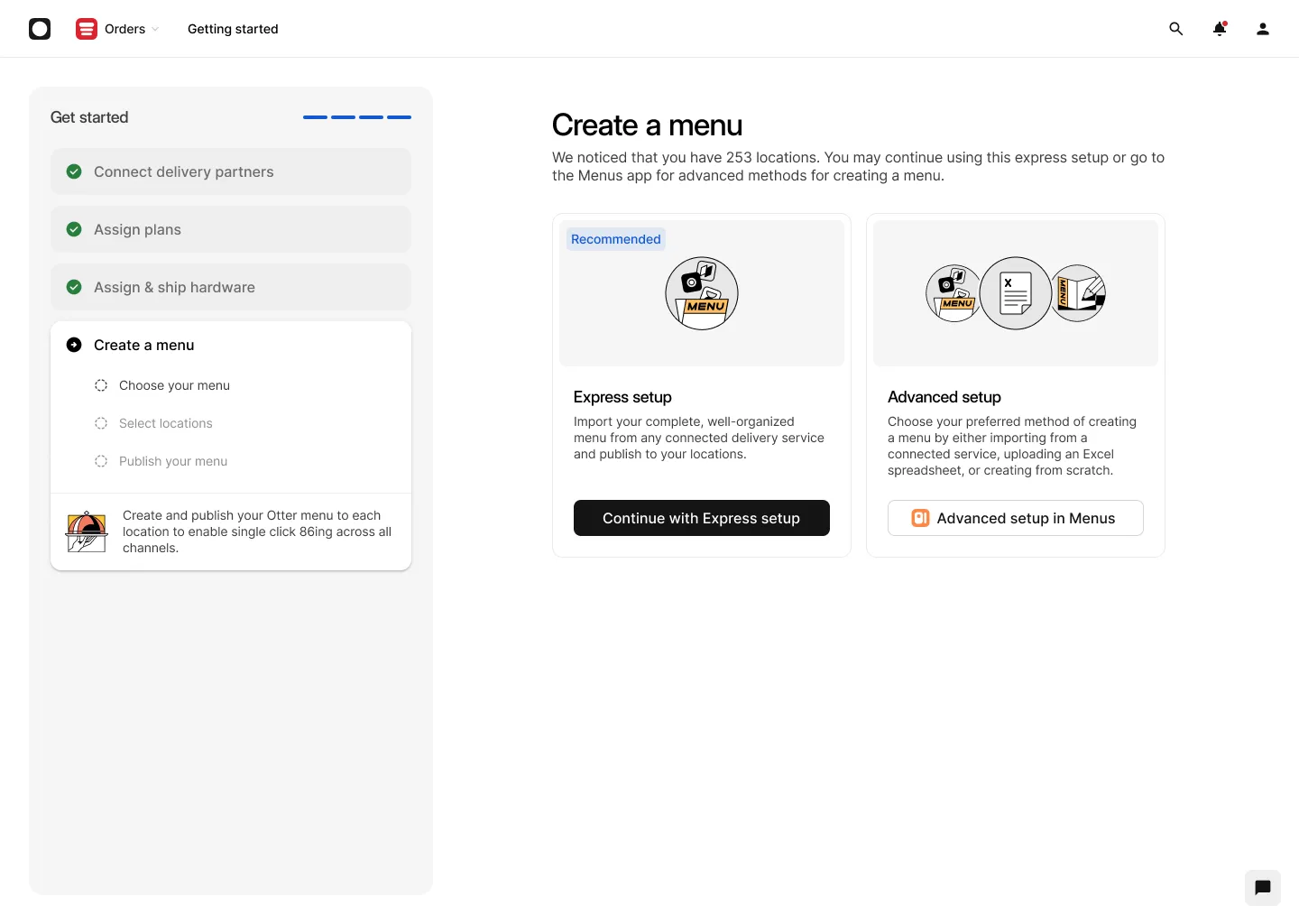 Done: the operator arrives at a live, connected storefront with every step checked off