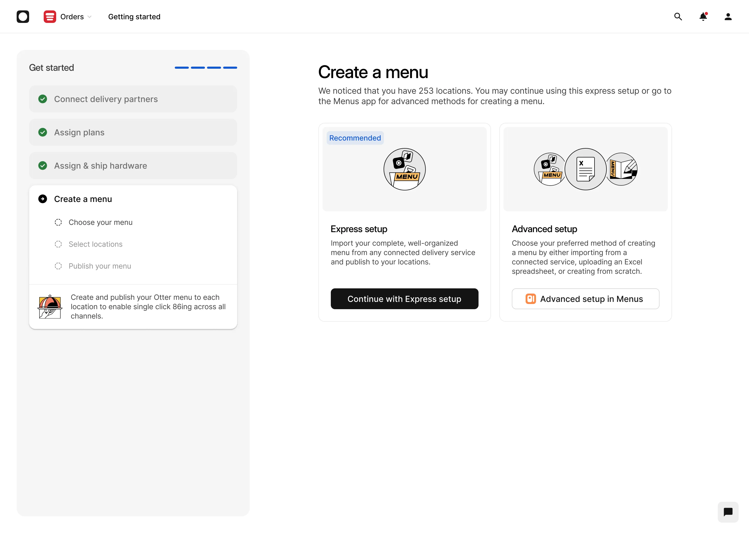 Express or advanced: the setup recommends the fast path and keeps the power path one click away